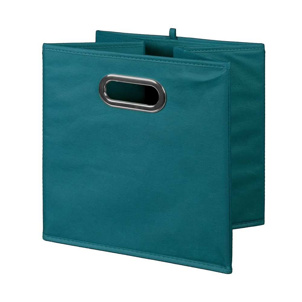 Cubo Storage Set - 12 Cubes and 6 Canvas Bins- Truffle/Teal. Picture 4