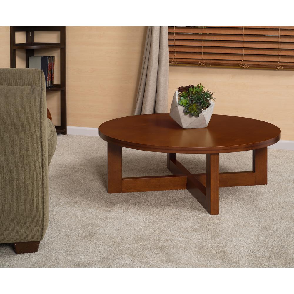 Chloe 37" Round Coffee Table- Cherry. Picture 2