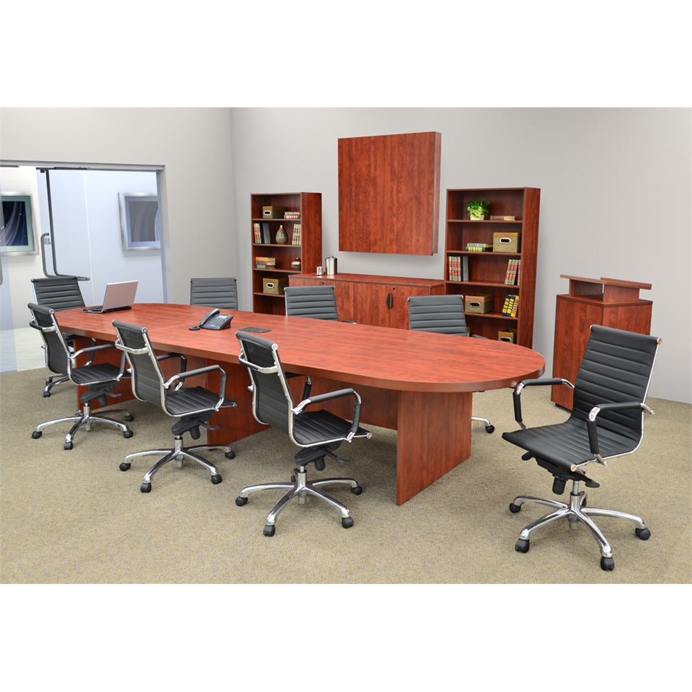 Legacy 144" Modular Racetrack Conference Table with Power Data Grommet- Mahogany. Picture 5