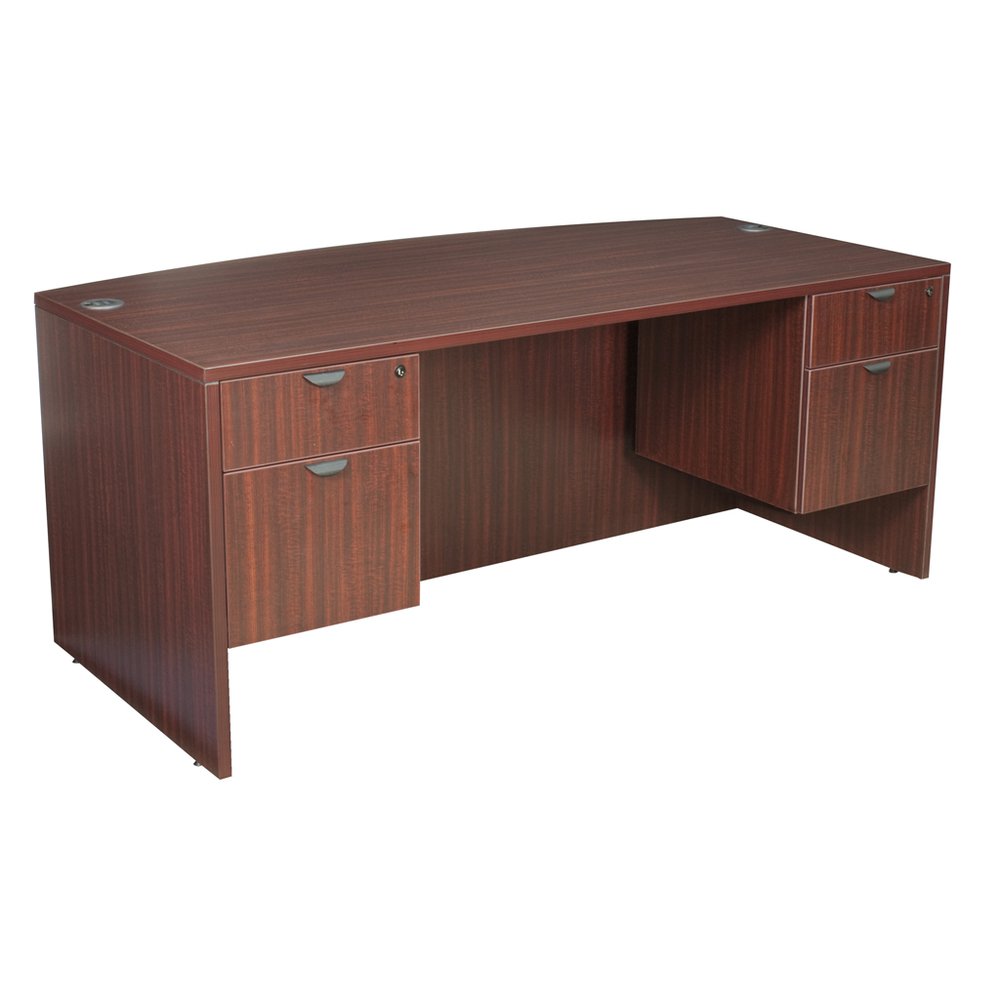 Legacy 71" Bow Front Double Pedestal Desk- Mahogany. Picture 1