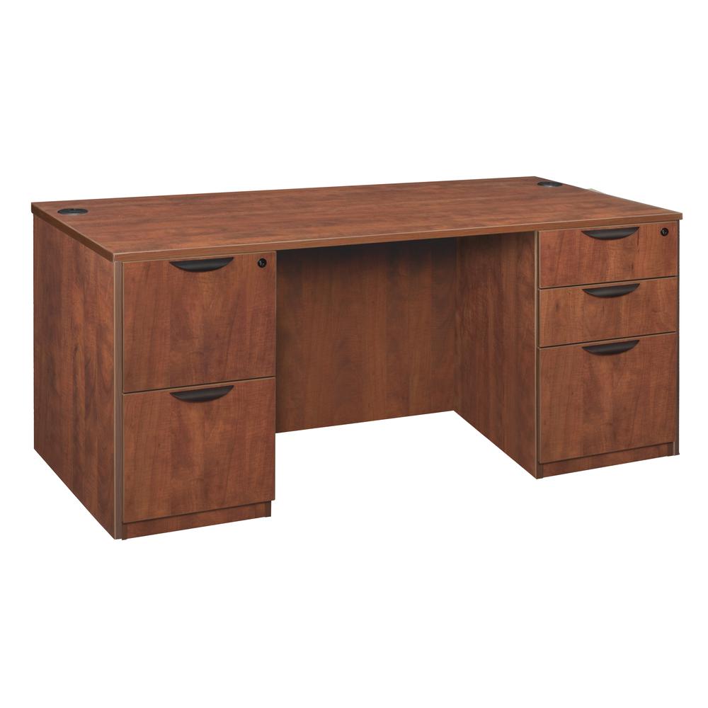 Legacy 66" Double Full Pedestal Desk- Cherry. Picture 1