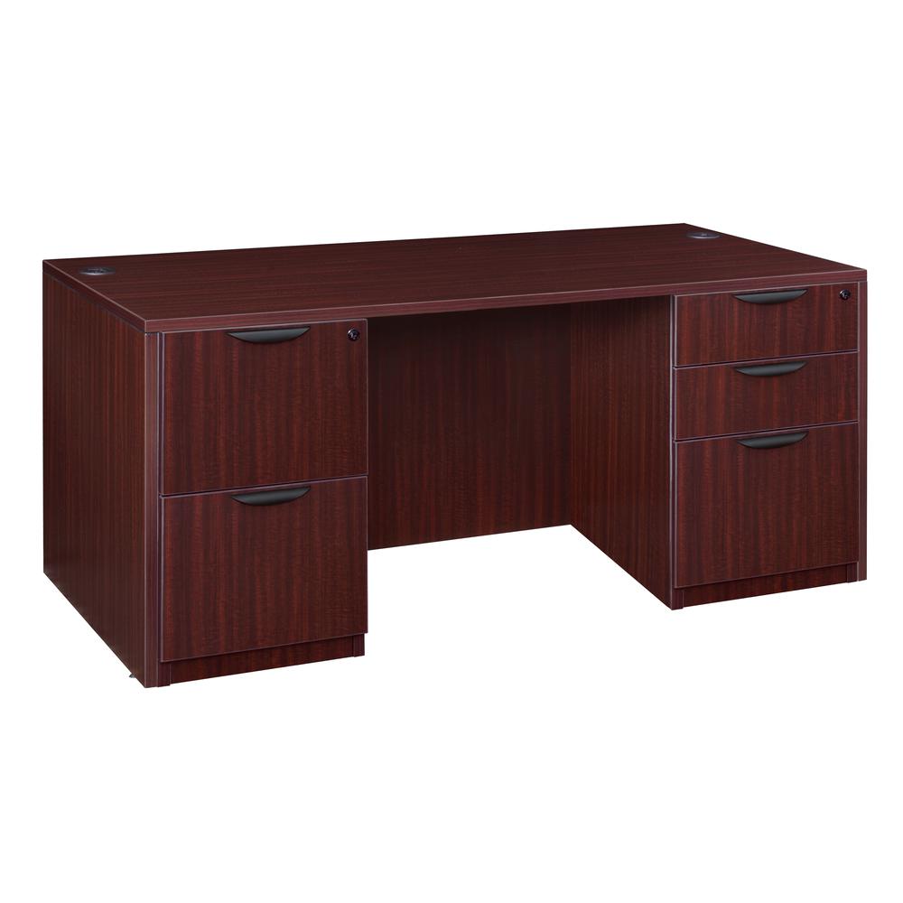 Legacy 66" Double Full Pedestal Desk- Mahogany. Picture 1