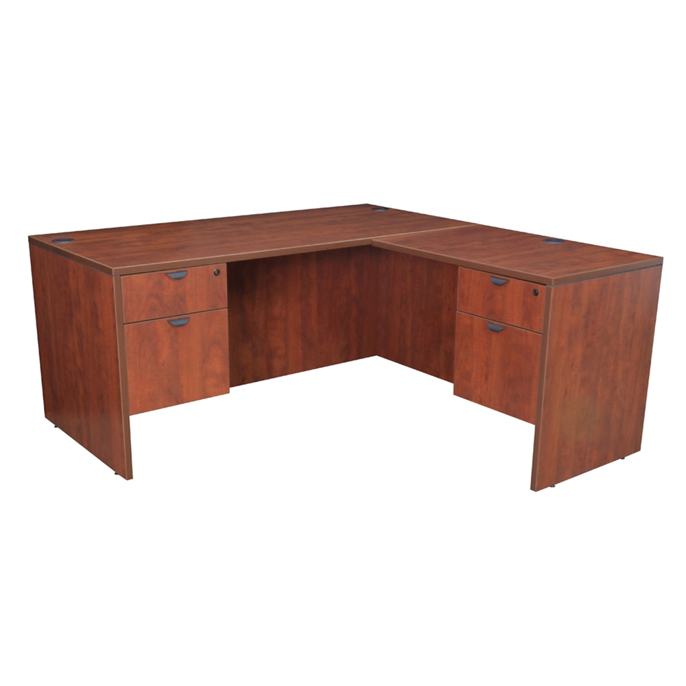 Legacy 60" Double Pedestal L-Desk with 47" Return- Cherry. Picture 1