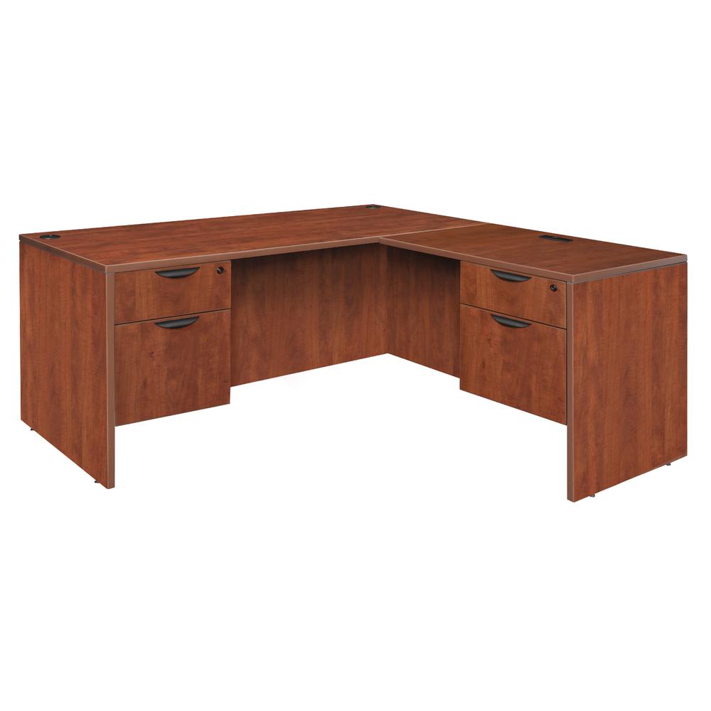 Legacy 60" Double Pedestal L-Desk with 35" Return- Cherry. Picture 1