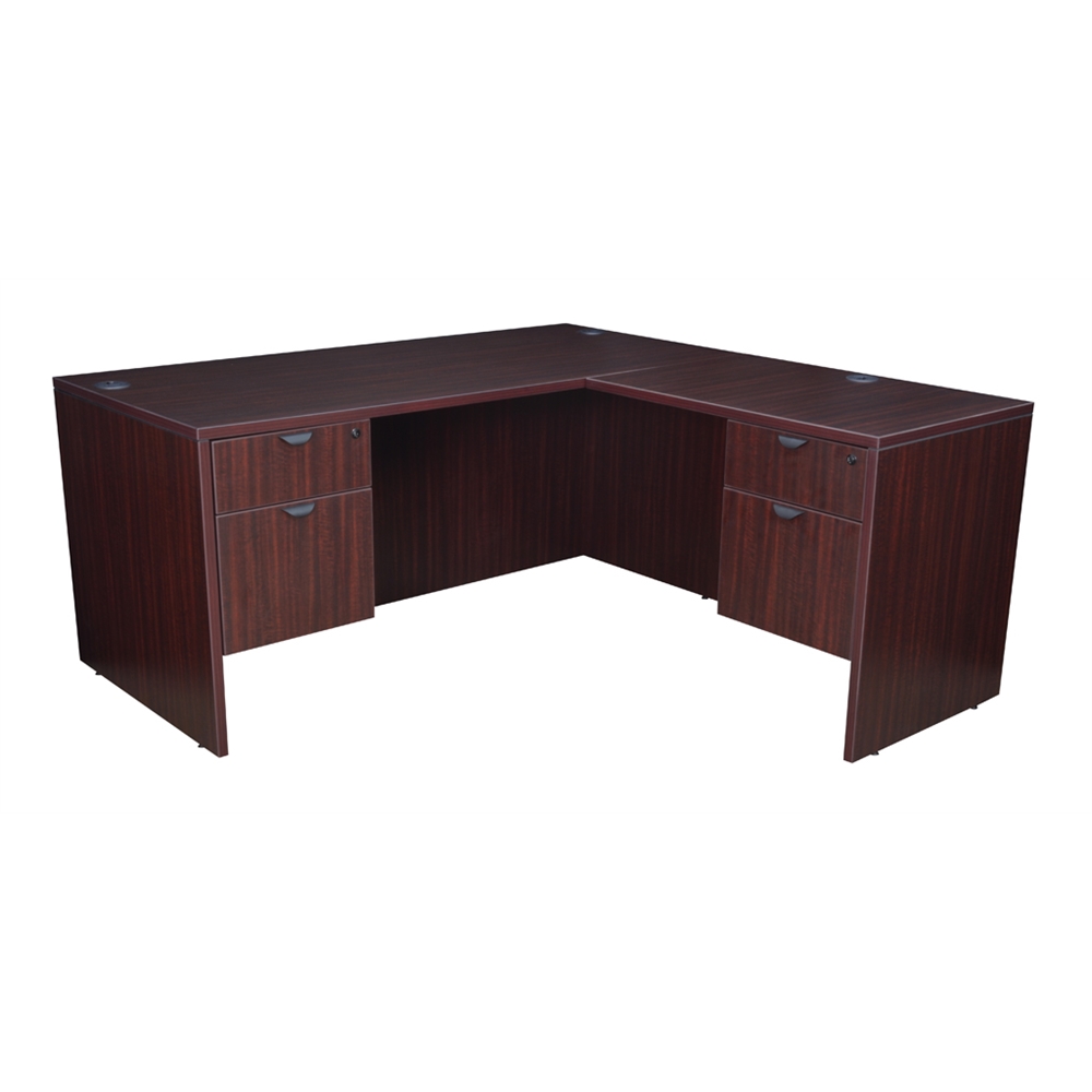 Legacy 60" Double Pedestal L-Desk with 47" Return- Mahogany. Picture 1