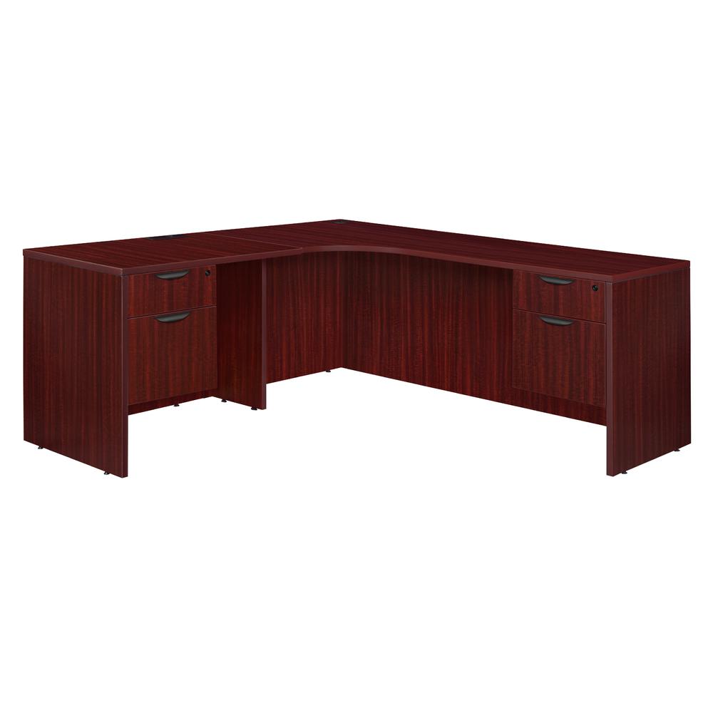 Legacy 71" Double Pedestal Left Corner Credenza with 35" Return- Mahogany. Picture 1