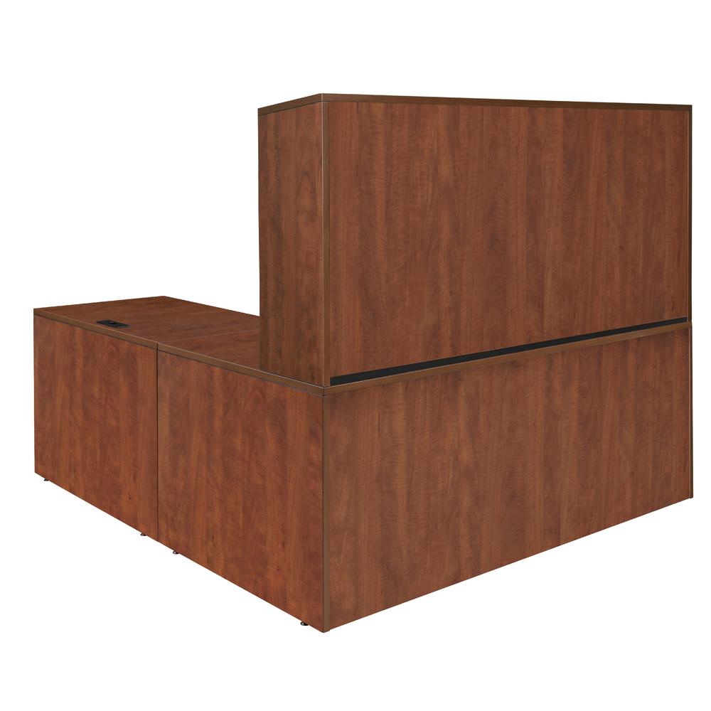 Legacy 71" Double Pedestal Right Corner Credenza with 35" Return and Hutch- Cherry. Picture 2