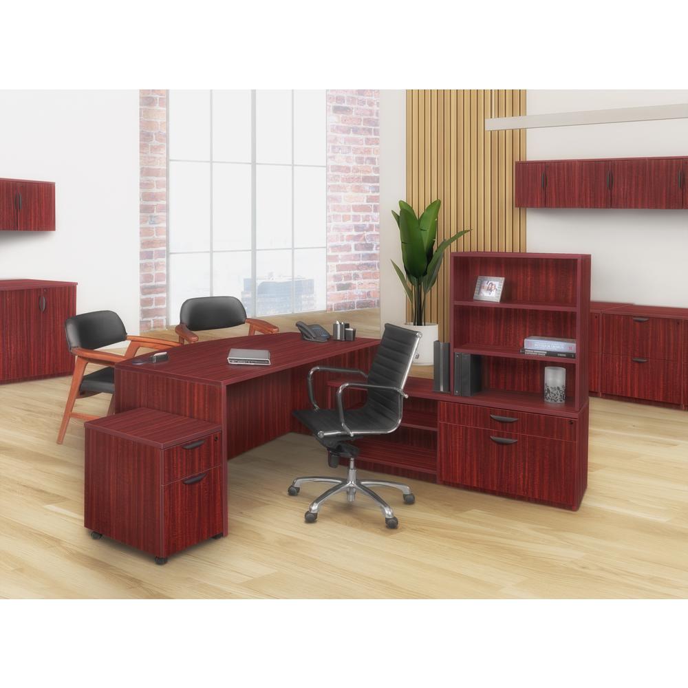 Legacy 71" Hi-Low Bow Front L-Desk with Single Mobile Pedestal- Mahogany. Picture 2