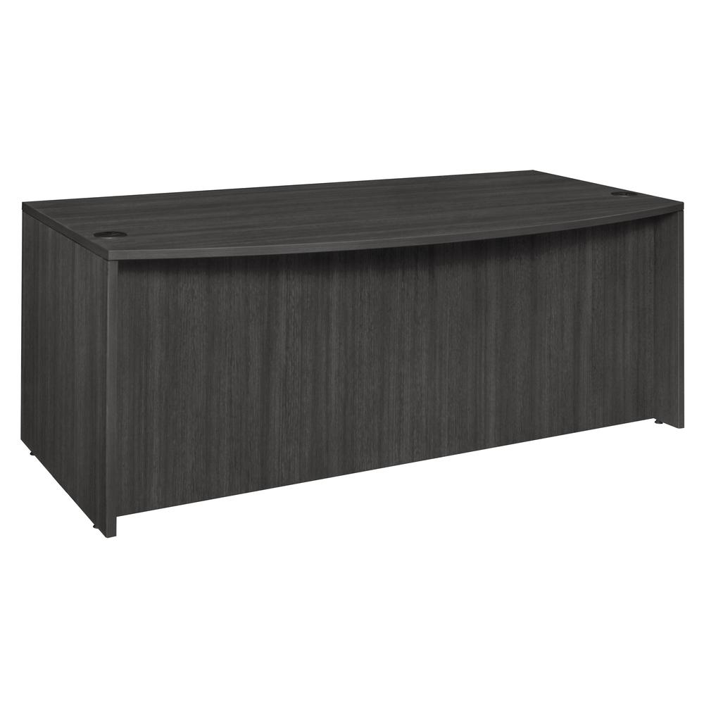 Legacy 71" Hi-Low Bow Front L-Desk with Open Hutch and Single Mobile Pedestal- Ash Grey. Picture 3