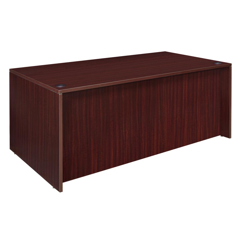 Legacy 71"Hi-Low L-Desk with Open Hutch and Single Mobile Pedestal- Mahogany. Picture 2