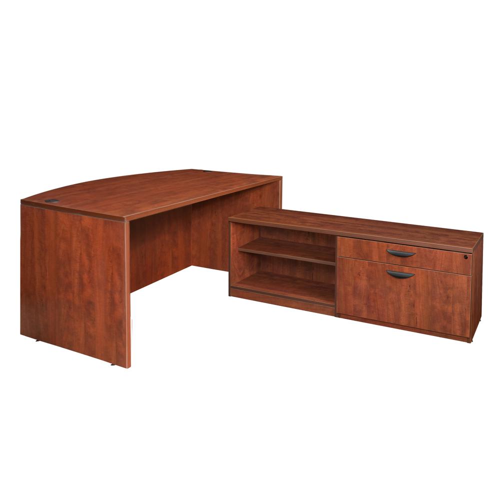 Legacy 71" Hi-Low Bow Front L-Desk Shell- Cherry. Picture 1