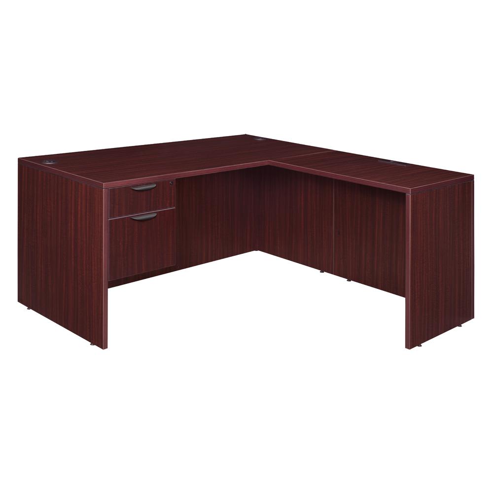 Legacy 71" Single Pedestal L-Desk with 35" Return- Mahogany. Picture 1