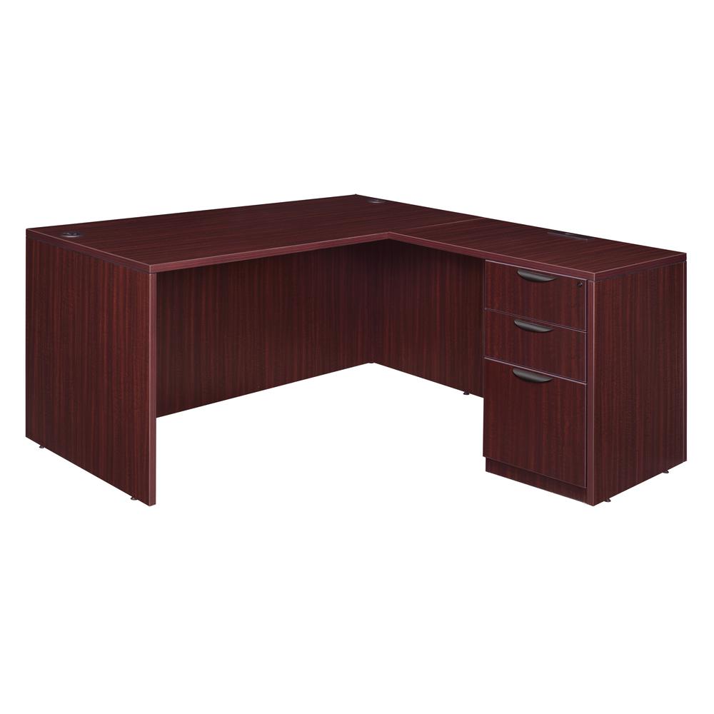 Legacy 60" Single Full Pedestal L-Desk with 47" Return- Mahogany. Picture 1