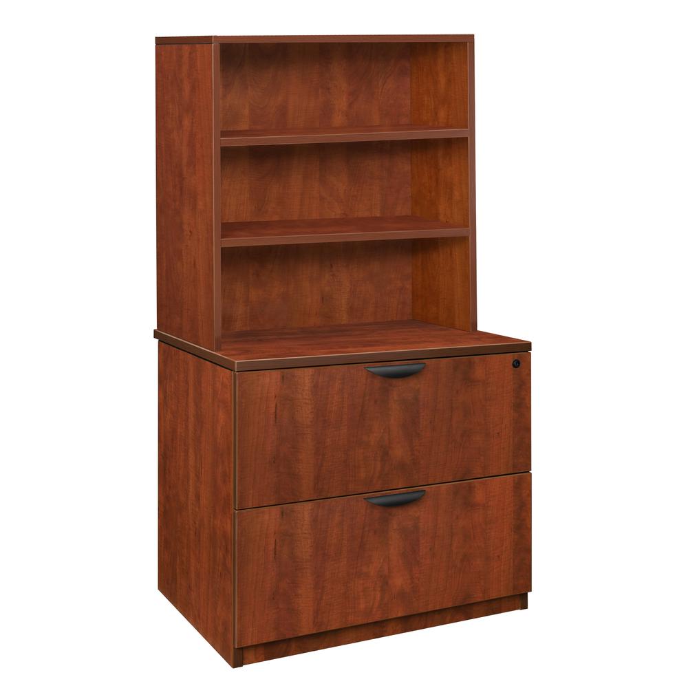Legacy Lateral File with Open Hutch- Cherry. Picture 1