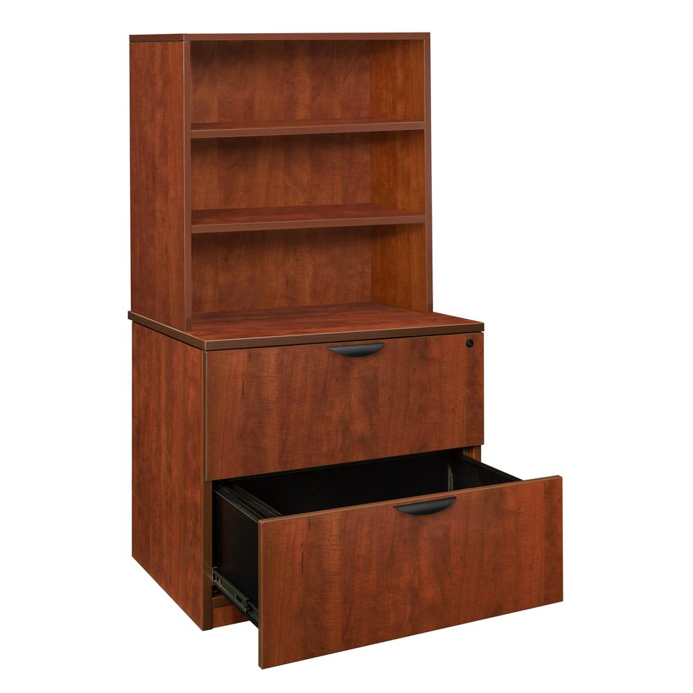 Legacy Lateral File with Open Hutch- Cherry. Picture 4