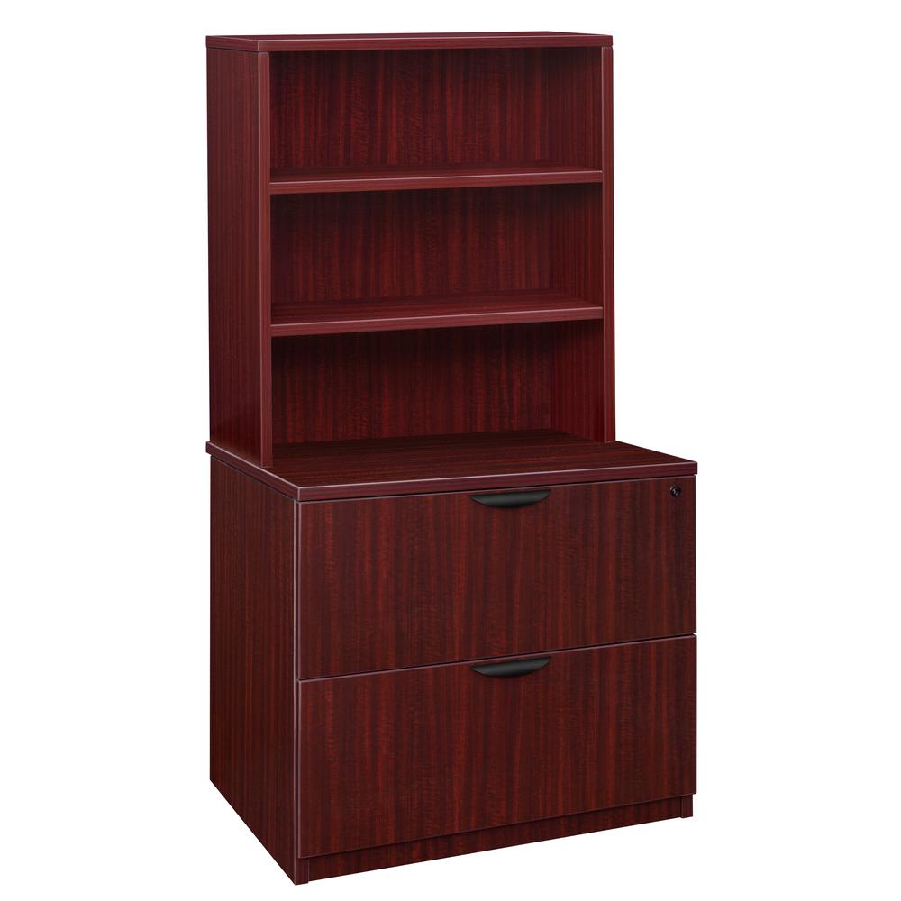 Legacy Lateral File with Open Hutch- Mahogany. Picture 1