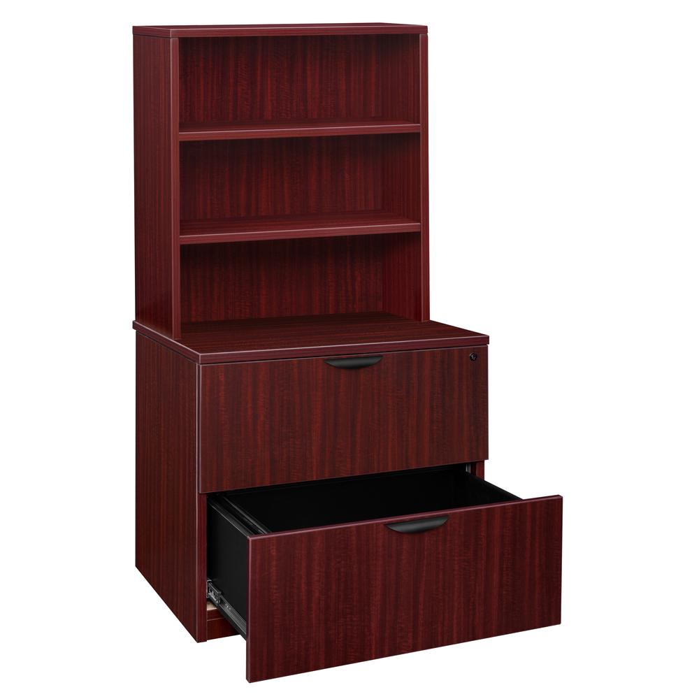 Legacy Lateral File with Open Hutch- Mahogany. Picture 4