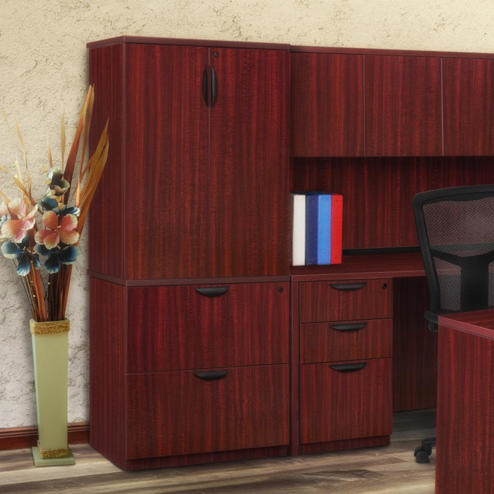 Legacy Lateral File with Stackable Storage Cabinet- Mahogany. Picture 3