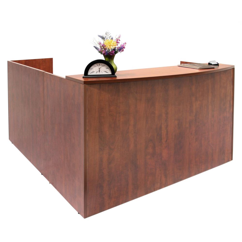 Legacy Single Pedestal Reception Desk- Cherry. Picture 1