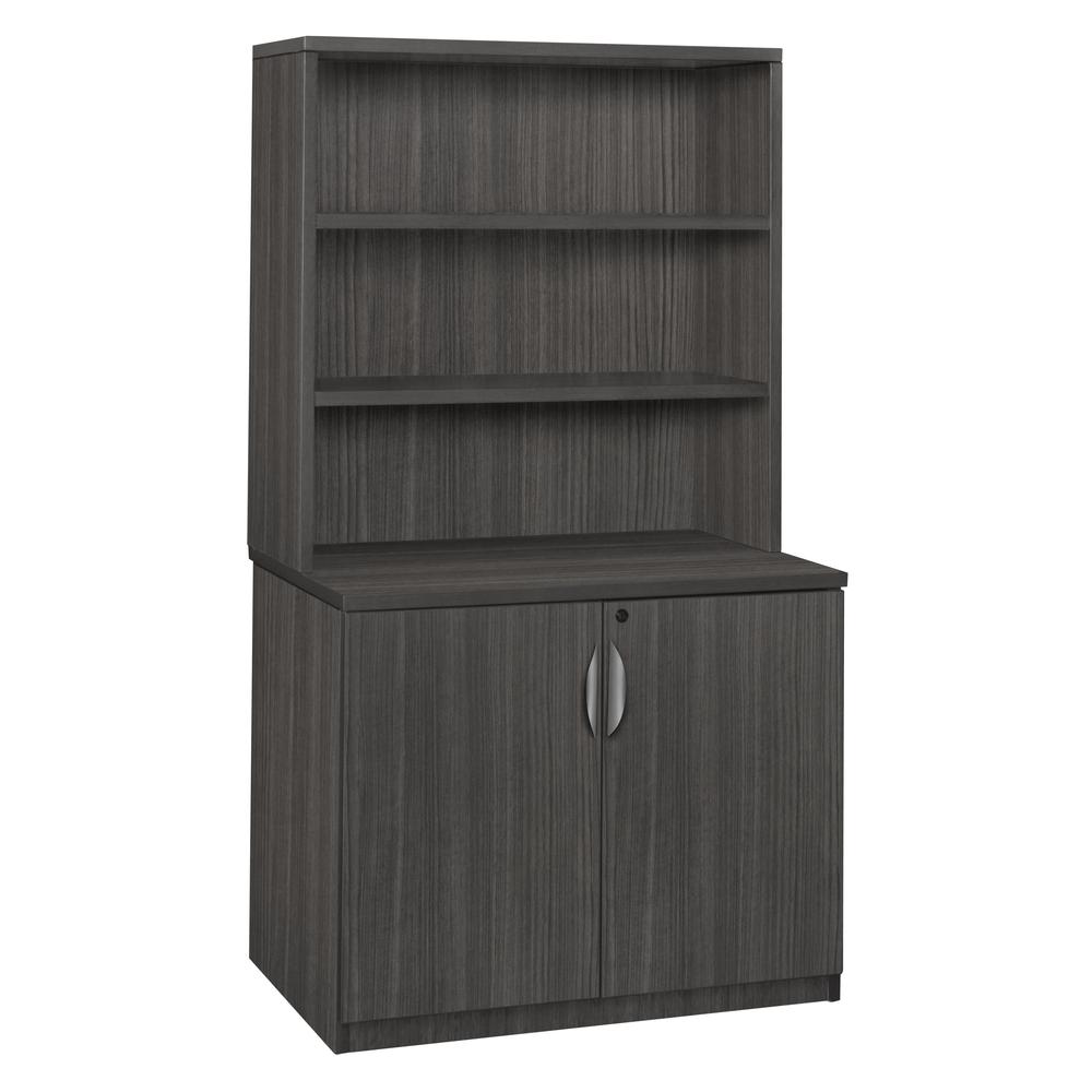 Legacy 29" Storage Cabinet with Open Hutch- Ash Grey. Picture 1