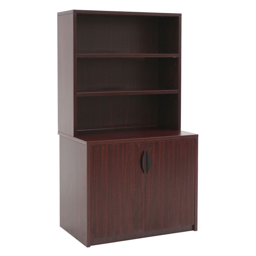 Legacy 29" Storage Cabinet with Open Hutch- Mahogany. Picture 1