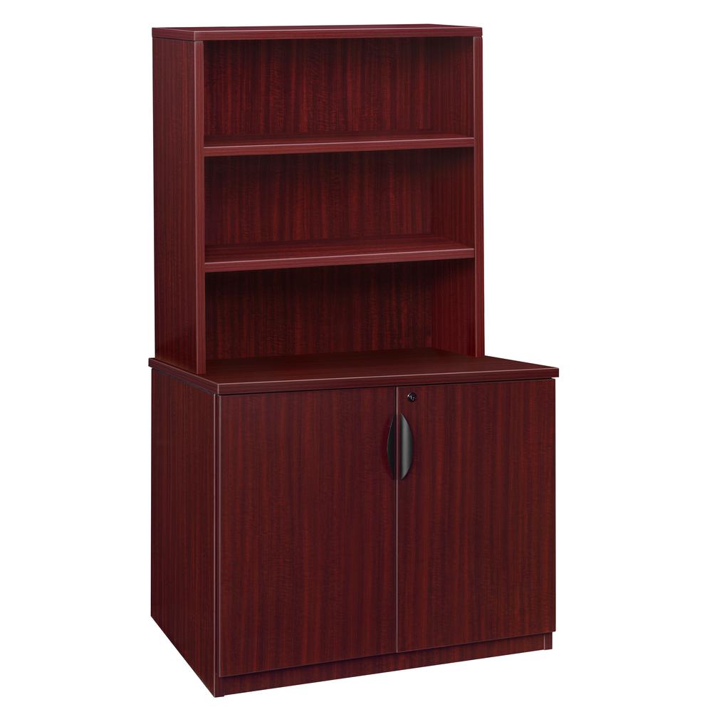 Legacy 29" Storage Cabinet with Open Hutch- Mahogany. Picture 1