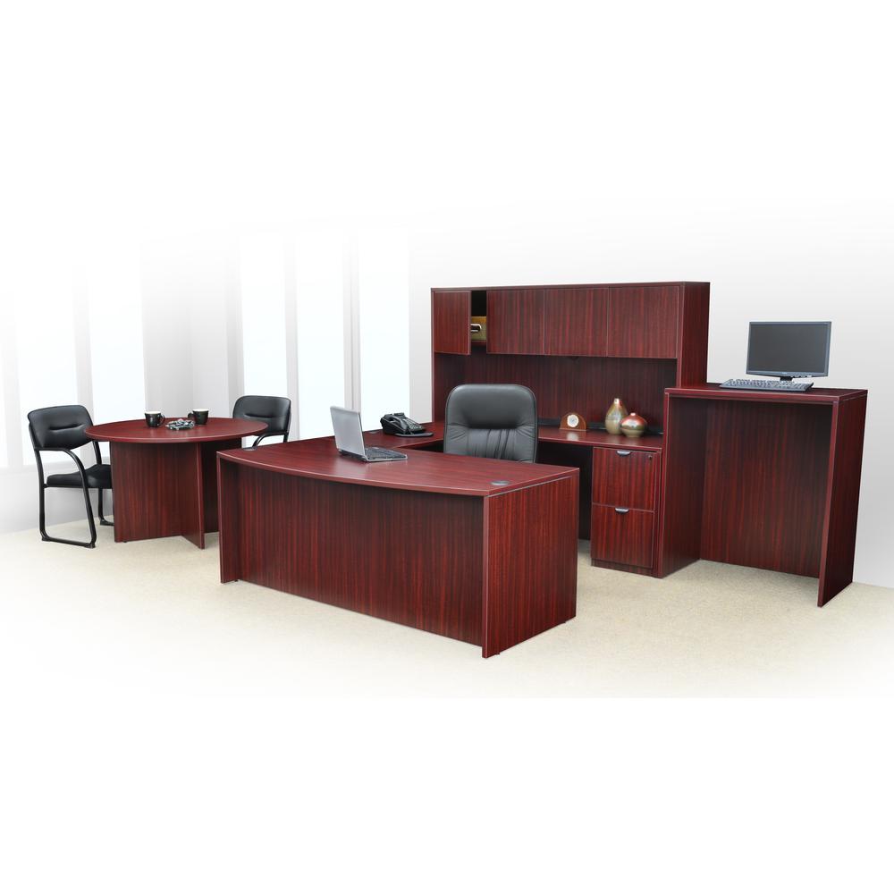 Legacy 71" Bow Front Double Full Pedestal U-Desk- Mahogany. Picture 1