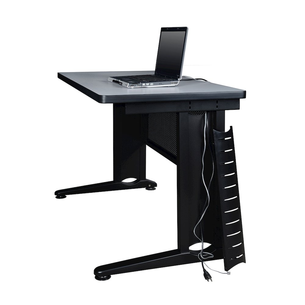 Fusion 48" x 24" Single Pedestal Desk- Cherry. Picture 2