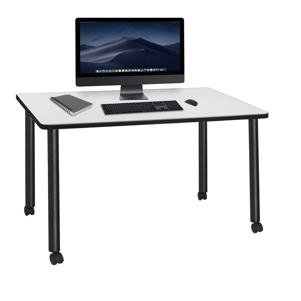 Regency Kee 60 x 24 in. Mobile Desk- White Top, Black Legs. The main picture.