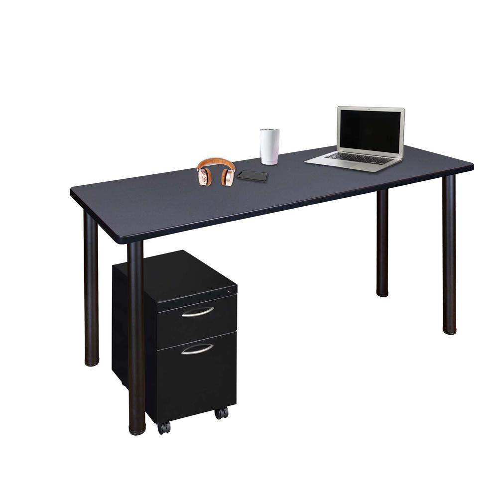 Regency Kee 48 x 24 in. Mobile Desk with Storage- Grey Top, Black Legs. Picture 1