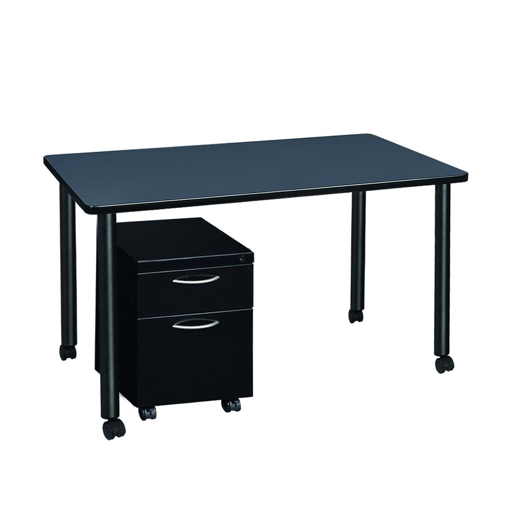 Regency Kee 48 x 24 in. Mobile Desk with Storage- Grey Top, Black Legs. Picture 5