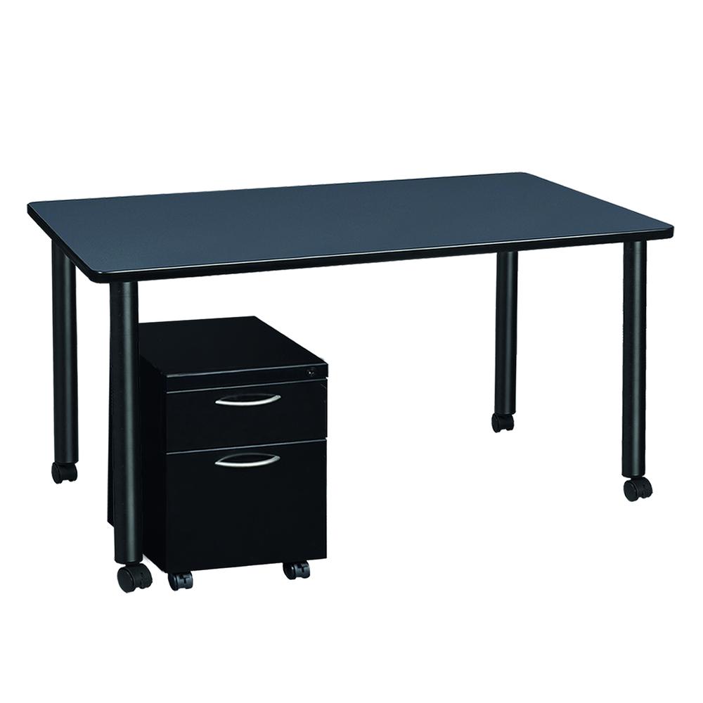 Regency Kee 60 x 24 in. Mobile Desk with Storage- Grey Top, Black Legs. Picture 5
