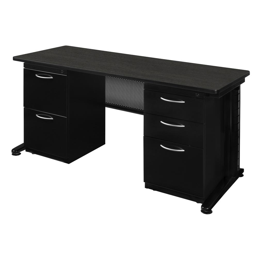 Regency Fusion 60 x 24 in. Teachers Desk with Double Pedestal Drawer Unit. Picture 1