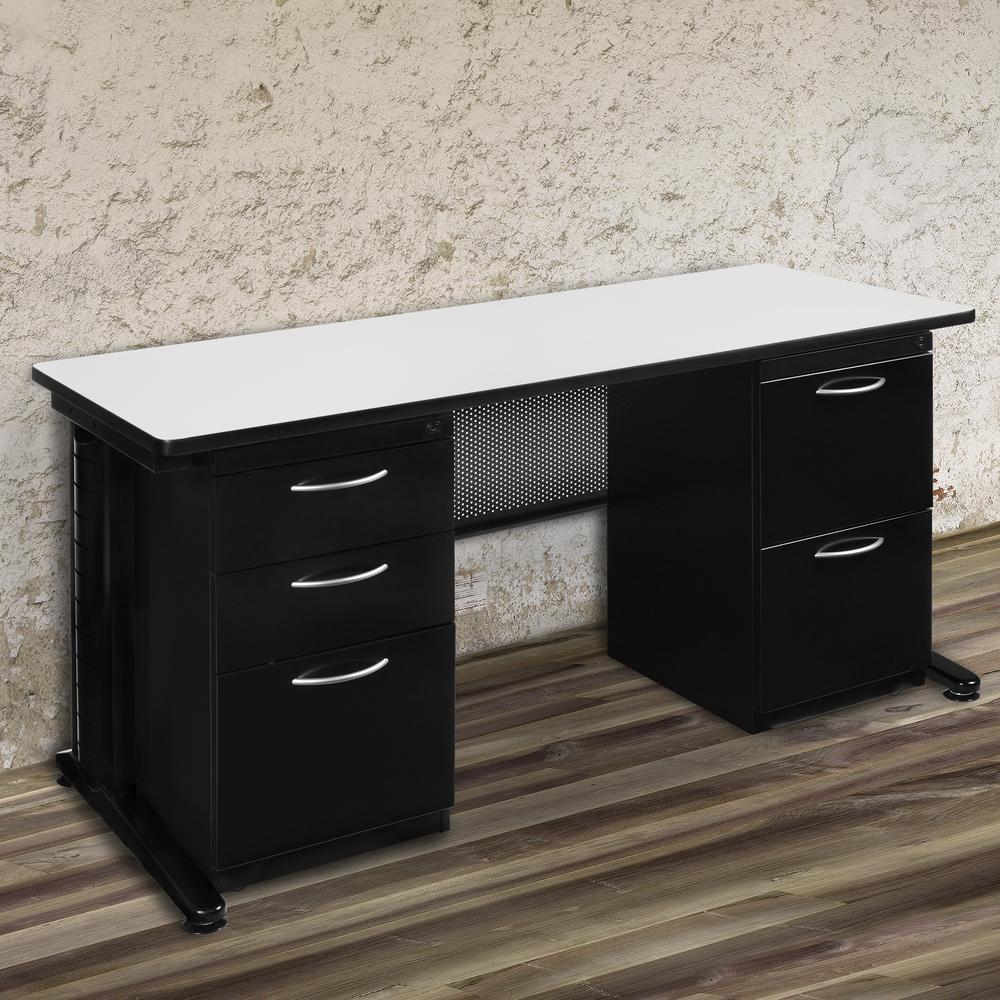 Regency Fusion 60 x 24 in. Teachers Desk with Double Pedestal Drawer Unit. Picture 2