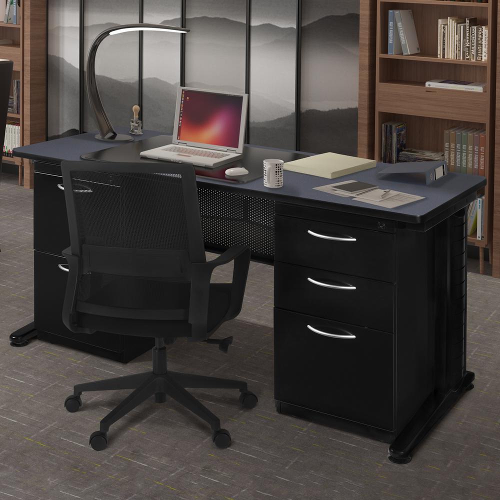 Fusion 66" x 30" Double Pedestal Desk- Grey. Picture 2