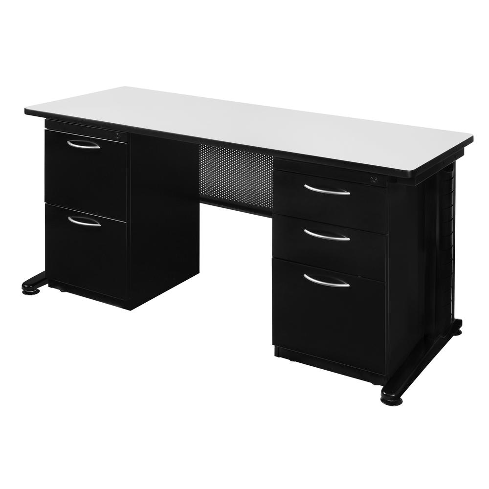 Regency Fusion 72 x 30 in. Teachers Desk with Double Pedestal Drawer Unit- White. The main picture.
