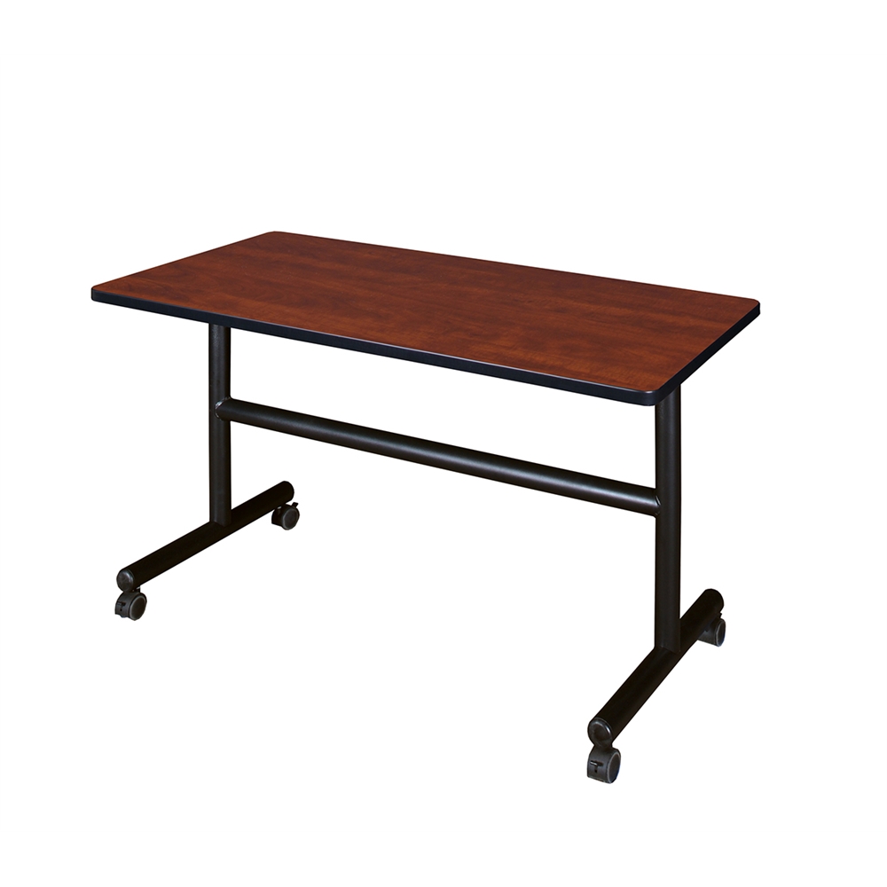 Kobe 48" x 30" Flip Top Mobile Training Table- Cherry. Picture 1