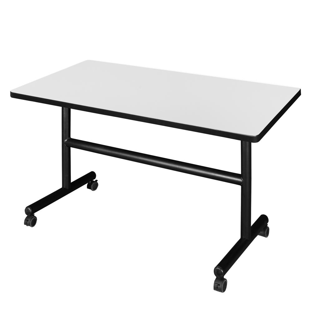 Kobe 48" x 30" Flip Top Mobile Training Table- White. Picture 1