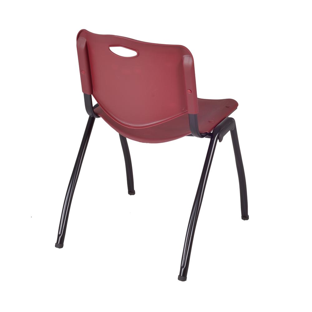 60" x 30" Flip Top Mobile Training Table- Cherry and 2 "M" Stack Chairs- Burgundy. Picture 7