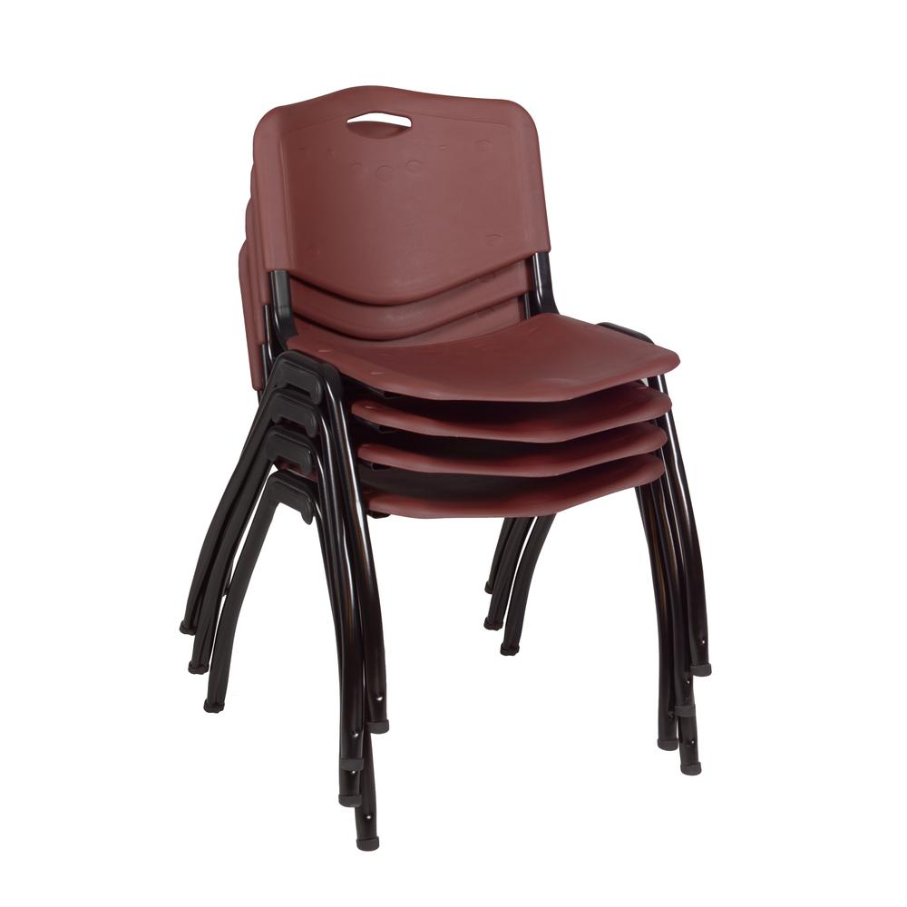 60" x 30" Flip Top Mobile Training Table- Cherry and 2 "M" Stack Chairs- Burgundy. Picture 8