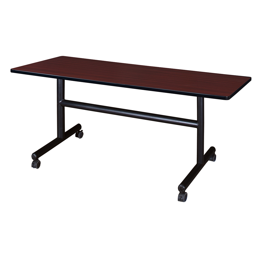 Kobe 60" x 30" Flip Top Mobile Training Table- Mahogany. Picture 1