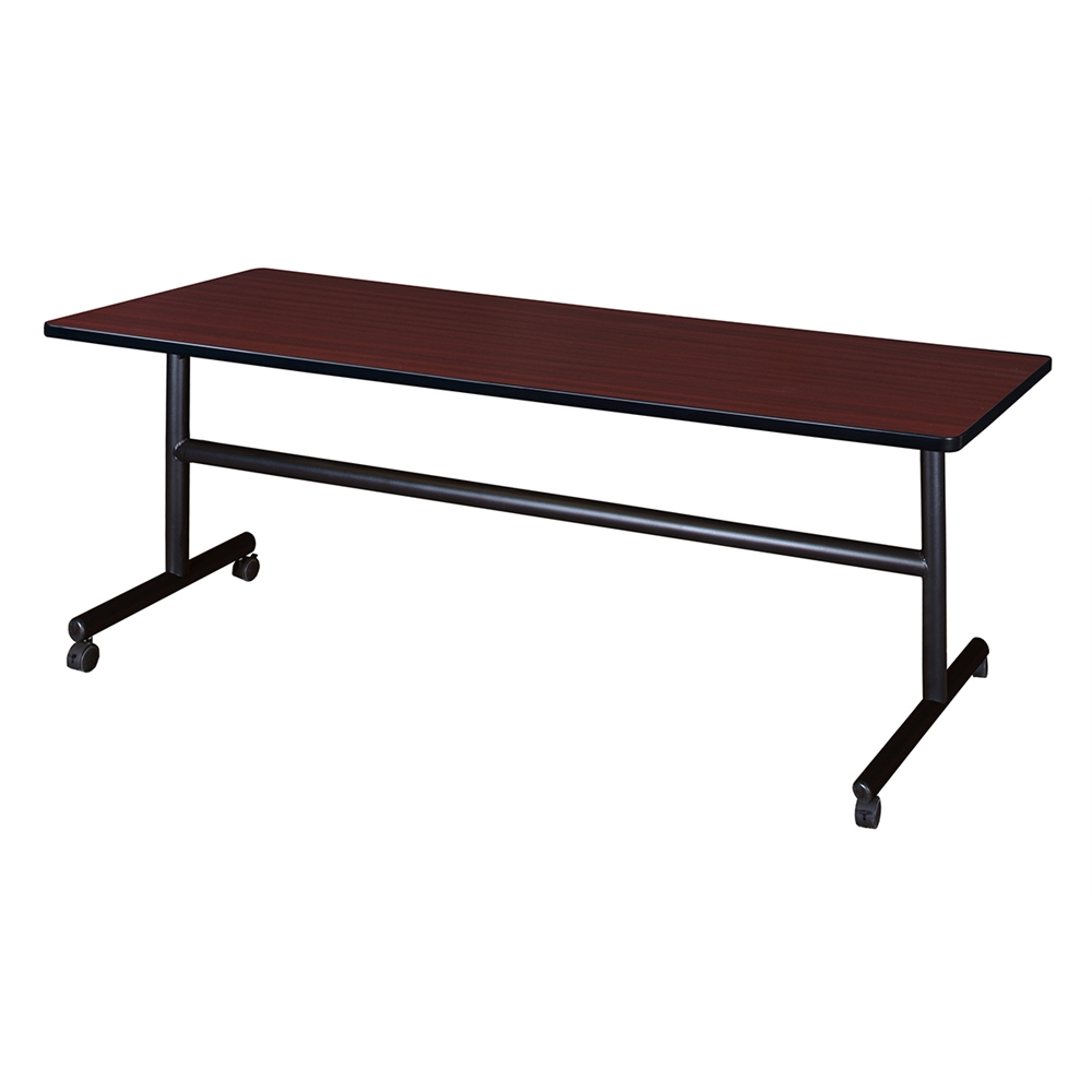 Kobe 72" x 30" Flip Top Mobile Training Table- Mahogany. Picture 1