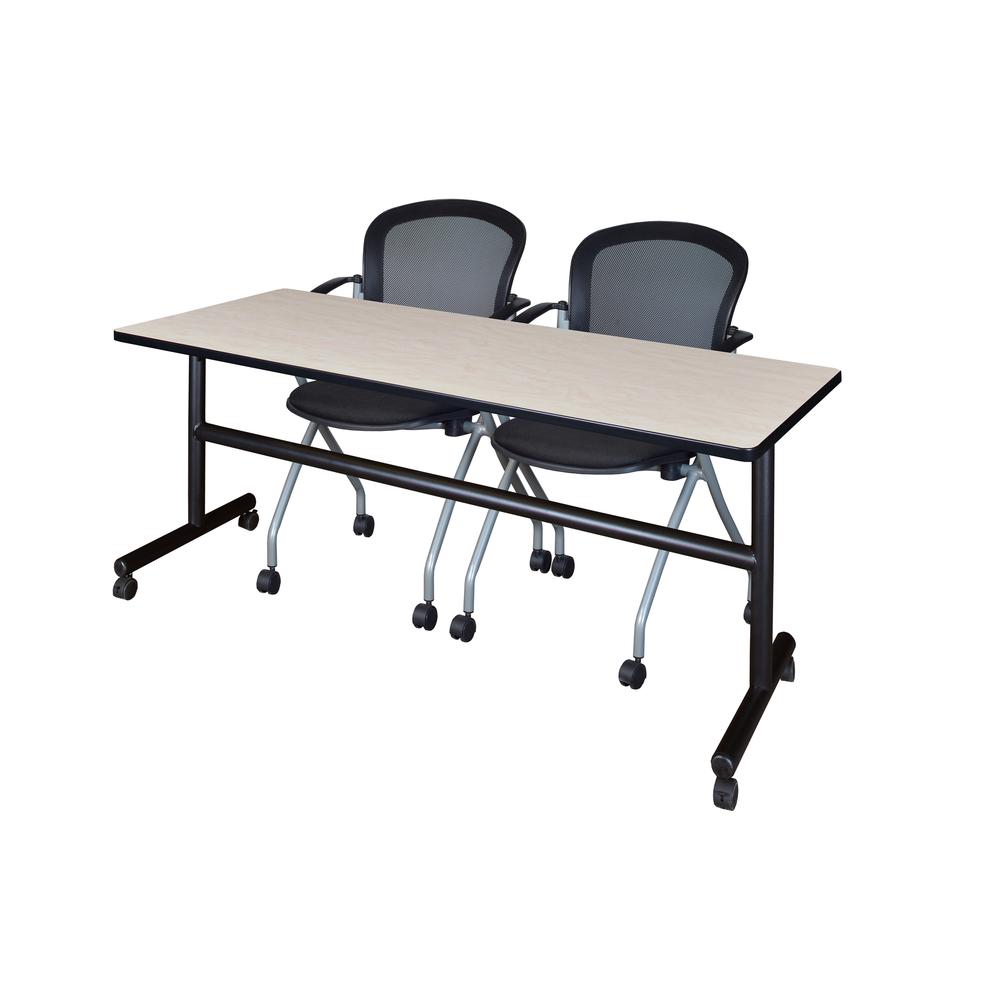 72" x 30" Flip Top Mobile Training Table- Maple and 2 Cadence Nesting Chairs. Picture 1