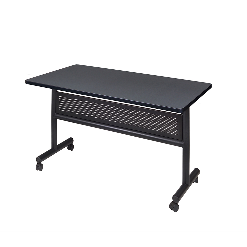 Kobe 48" Flip Top Mobile Training Table with Modesty- Grey. Picture 1
