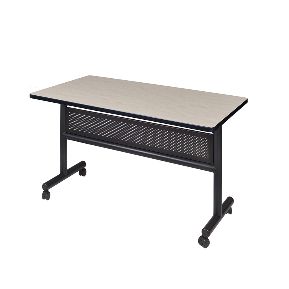 Kobe 48" Flip Top Mobile Training Table with Modesty- Maple. Picture 1