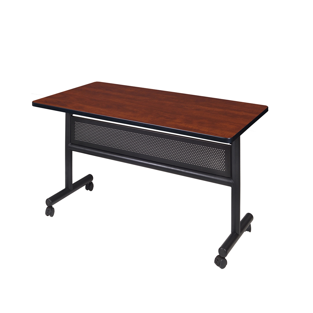 Kobe 48" x 30" Flip Top Mobile Training Table with Modesty- Cherry. Picture 1