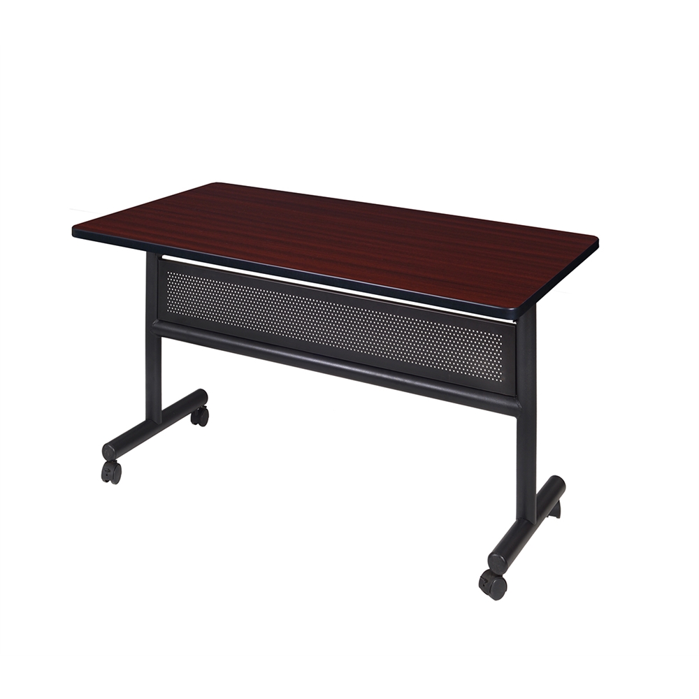 Kobe 48" x 30" Flip Top Mobile Training Table with Modesty- Mahogany. Picture 1