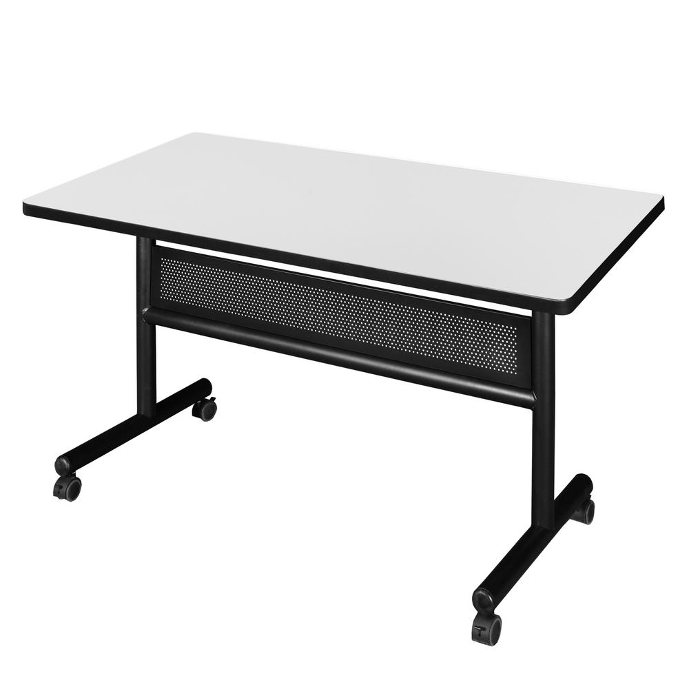 Kobe 48" x 30" Flip Top Mobile Training Table with Modesty- White. Picture 1