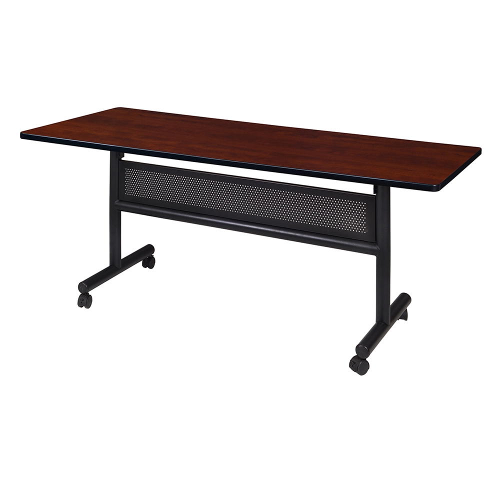 Kobe 60" x 30" Flip Top Mobile Training Table with Modesty- Cherry. Picture 1
