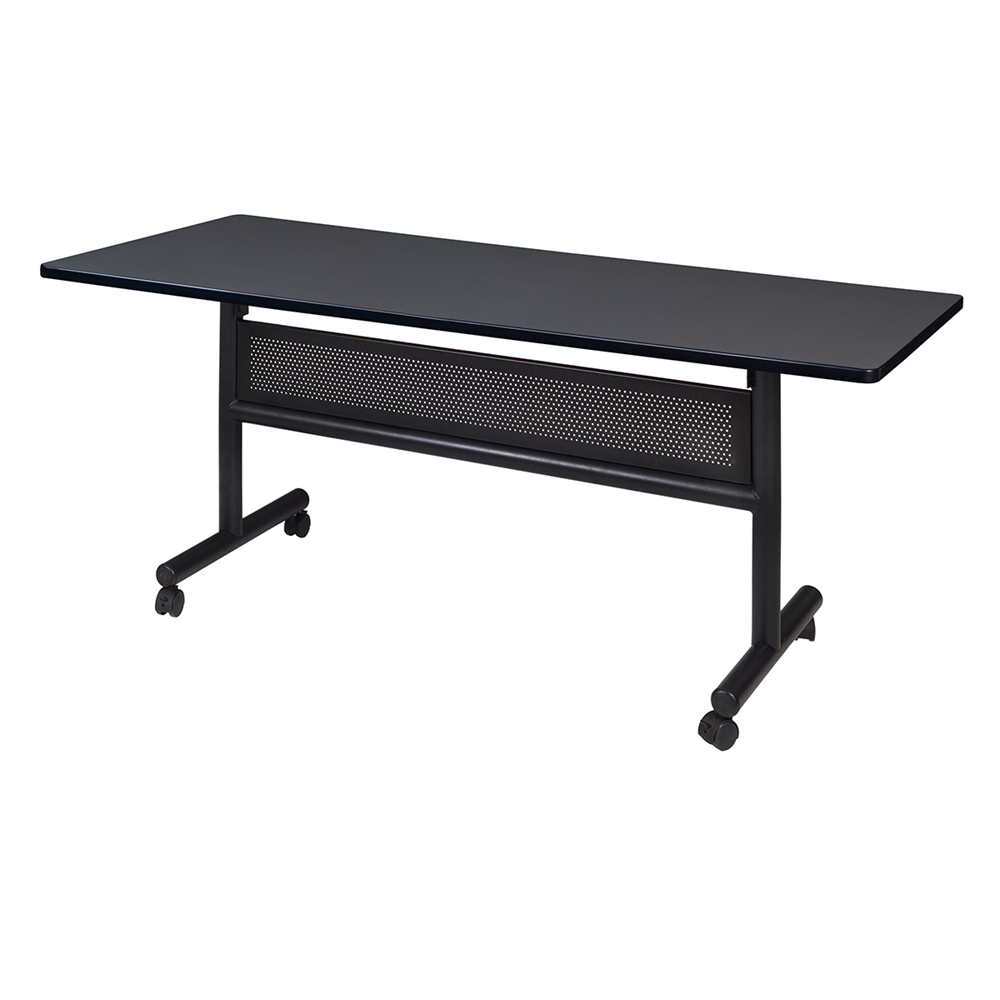 Kobe 60" x 30" Flip Top Mobile Training Table with Modesty- Grey. Picture 1